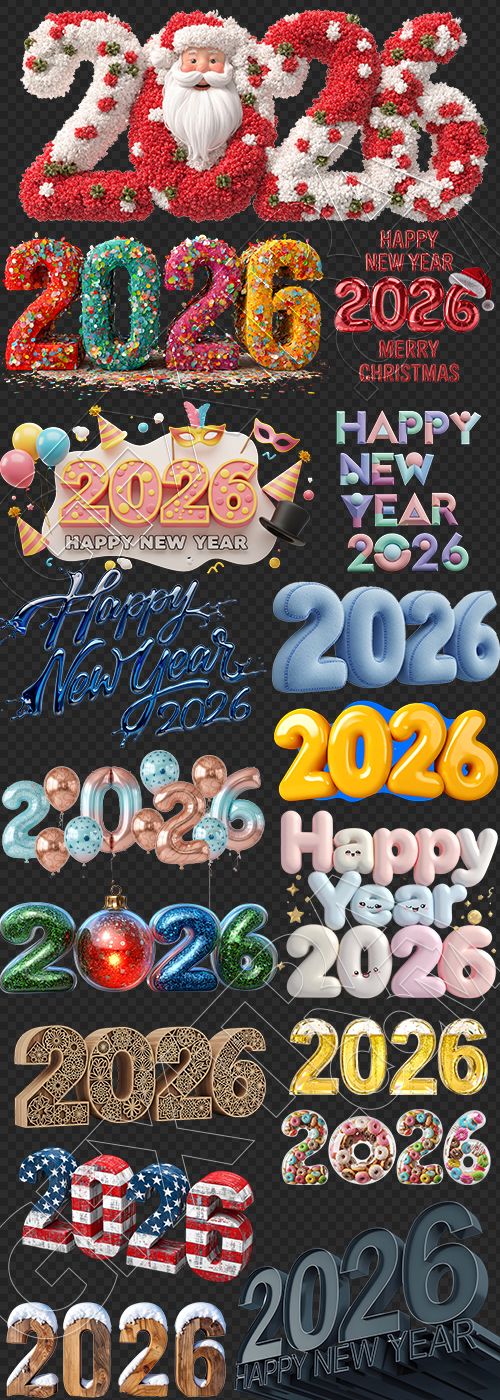 New Year 3D 2026 Transparent 35xPNG New Year 3D 2026 Transparent 35xPNG