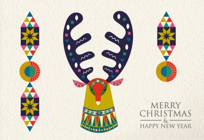 Merry Christmas Greeting Cards #4, Deers 30xAI