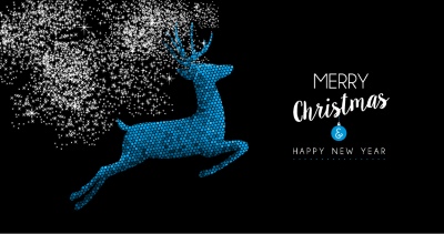 Merry Christmas Greeting Cards #4, Deers 30xAI