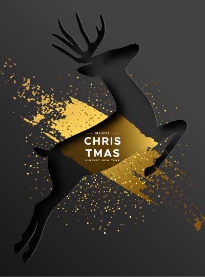 Merry Christmas Greeting Cards #4, Deers 30xAI