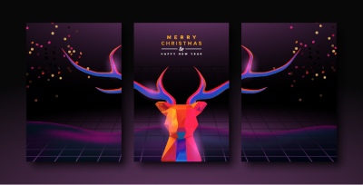 Merry Christmas Greeting Cards #4, Deers 30xAI