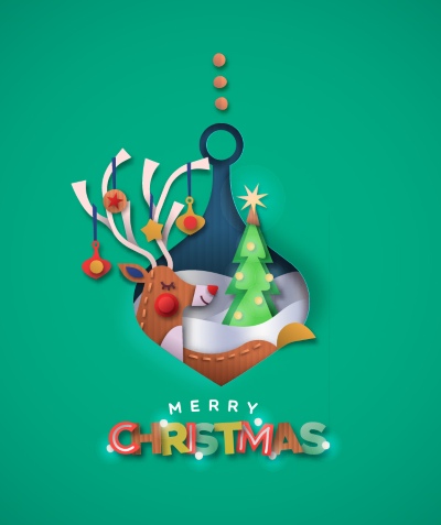 Merry Christmas Greeting Cards #4, Deers 30xAI