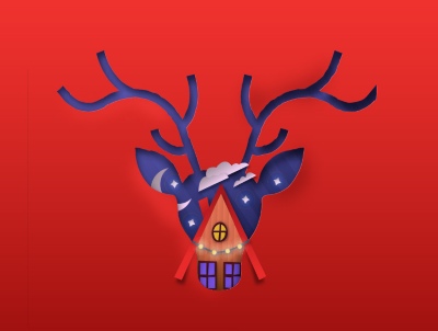 Merry Christmas Greeting Cards #4, Deers 30xAI