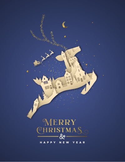 Merry Christmas Greeting Cards #4, Deers 30xAI