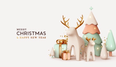 Merry Christmas Greeting Cards #4, Deers 30xAI