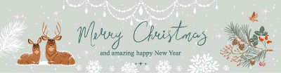 Merry Christmas Greeting Cards #4, Deers 30xAI