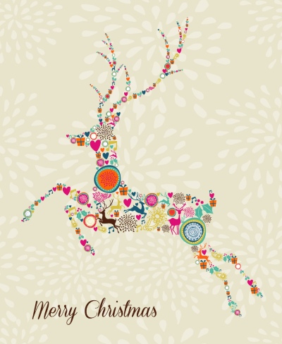 Merry Christmas Greeting Cards #4, Deers 30xAI