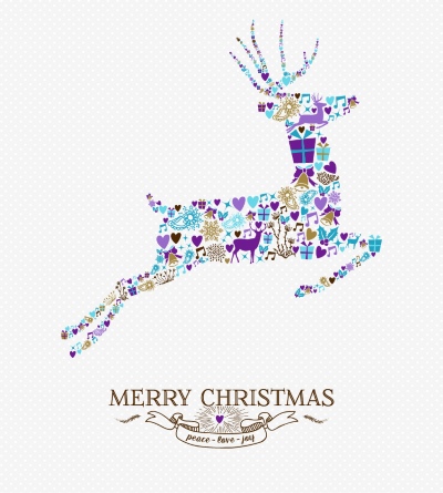 Merry Christmas Greeting Cards #4, Deers 30xAI