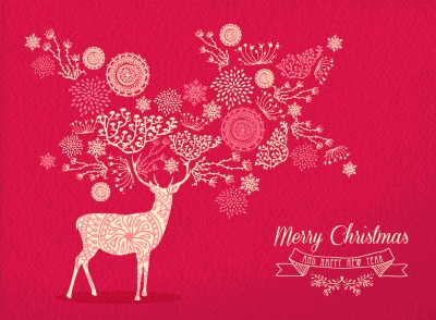 Merry Christmas Greeting Cards #4, Deers 30xAI