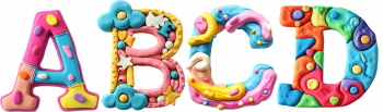 3D Clay Playdough Alphabet & Numbers PNG