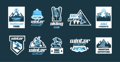 Winter Sports Templates, Badgets & Logos 26xAI