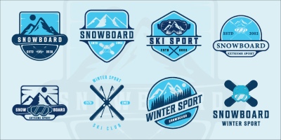 Winter Sports Templates, Badgets & Logos 26xAI