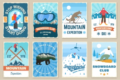 Winter Sports Templates, Badgets & Logos 26xAI