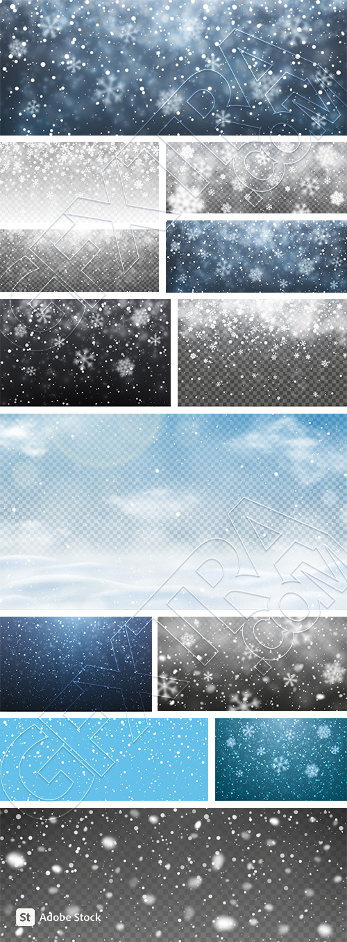 Falling Snowflakes on Transparent Backgrounds 44xAI