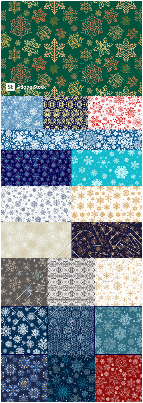Seamless Patterns with Snowflakes 30xAI