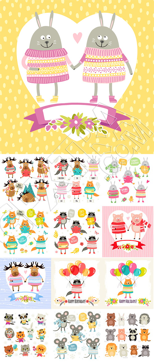 Holidays Animal Cartoons 13xAI