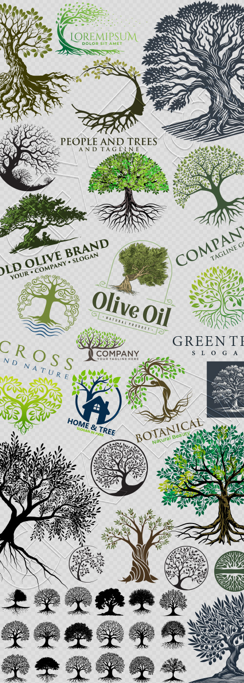 Tree Logos & Design Elements #1, 25xAI