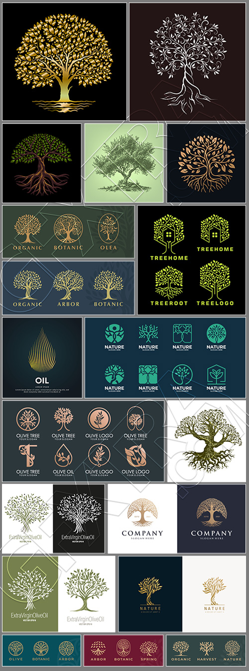 Olive Tree Design Elements #2, 25xAI Olive Tree Design Elements #2, 25xAI