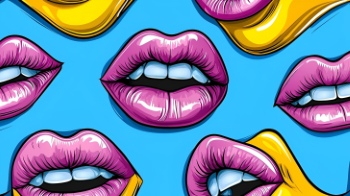 Stylish Seamless Patterns of Female Lips 25xJPEG