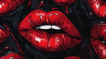 Stylish Seamless Patterns of Female Lips 25xJPEG
