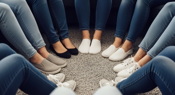 Group of Smiling Friends in Fashionable Jeans 25xJPEG