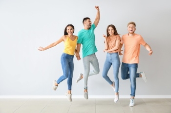 Group of Smiling Friends in Fashionable Jeans 25xJPEG
