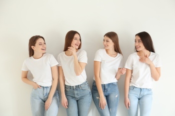 Group of Smiling Friends in Fashionable Jeans 25xJPEG