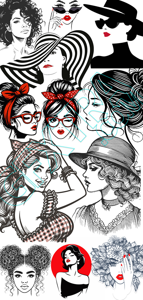 Retro Vintage Style Woman Portraits 26xAI