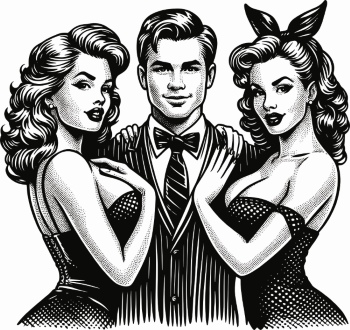 Vintage Engraving Style Couples 26xAI