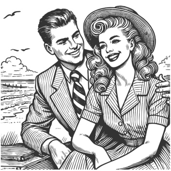 Vintage Engraving Style Couples 26xAI