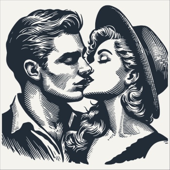 Vintage Engraving Style Couples 26xAI