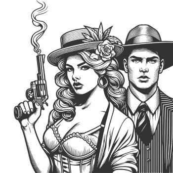 Vintage Engraving Style Couples 26xAI