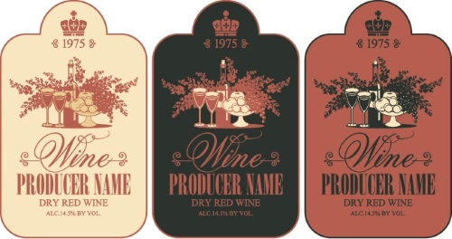 Wine Labels Decorated with Vintage Bunches of Grapes 31xAI Wine Labels Decorated with Vintage Bunches of Grapes 31xAI