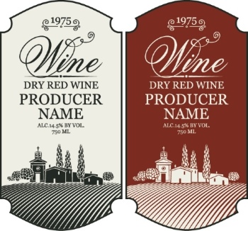 Wine Labels Decorated with Vintage Bunches of Grapes 31xAI Wine Labels Decorated with Vintage Bunches of Grapes 31xAI