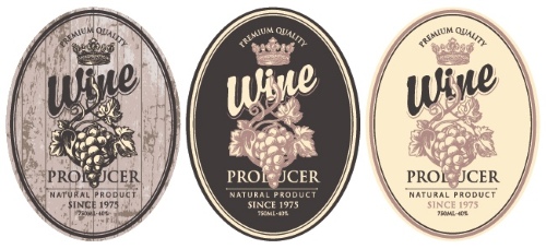 Wine Labels Decorated with Vintage Bunches of Grapes 31xAI Wine Labels Decorated with Vintage Bunches of Grapes 31xAI