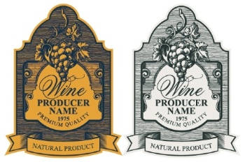 Wine Labels Decorated with Vintage Bunches of Grapes 31xAI Wine Labels Decorated with Vintage Bunches of Grapes 31xAI