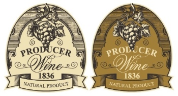 Wine Labels Decorated with Vintage Bunches of Grapes 31xAI Wine Labels Decorated with Vintage Bunches of Grapes 31xAI