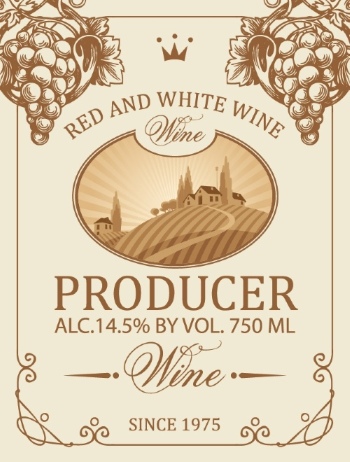 Wine Labels Decorated with Vintage Bunches of Grapes 31xAI Wine Labels Decorated with Vintage Bunches of Grapes 31xAI