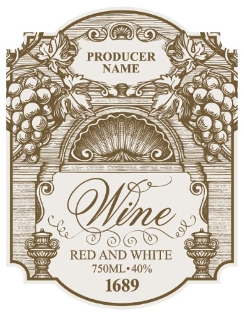 Wine Labels Decorated with Vintage Bunches of Grapes 31xAI Wine Labels Decorated with Vintage Bunches of Grapes 31xAI