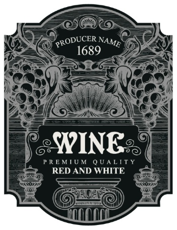 Wine Labels Decorated with Vintage Bunches of Grapes 31xAI Wine Labels Decorated with Vintage Bunches of Grapes 31xAI