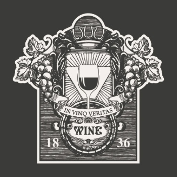 Wine Labels Decorated with Vintage Bunches of Grapes 31xAI Wine Labels Decorated with Vintage Bunches of Grapes 31xAI