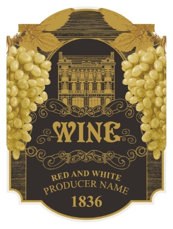Wine Labels Decorated with Vintage Bunches of Grapes 31xAI Wine Labels Decorated with Vintage Bunches of Grapes 31xAI