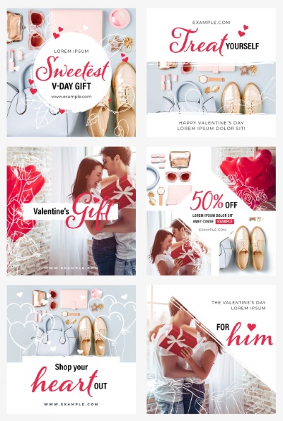 Valentine Day PhotoShop Templates #1, 15xPSDT