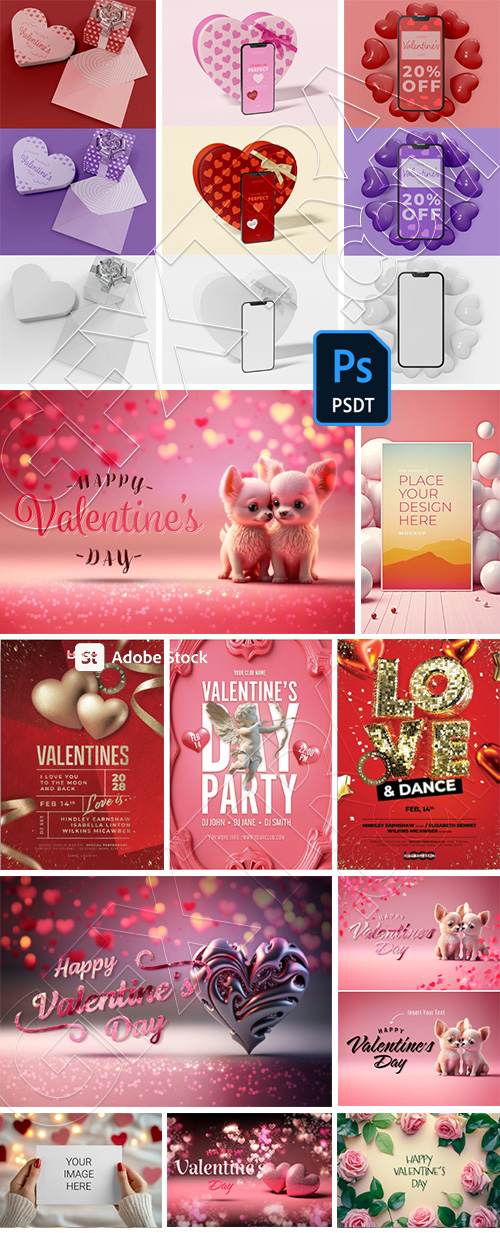 Valentine Day PhotoShop Templates #3, 15xPSDT Valentine Day PhotoShop Templates #3, 15xPSDT