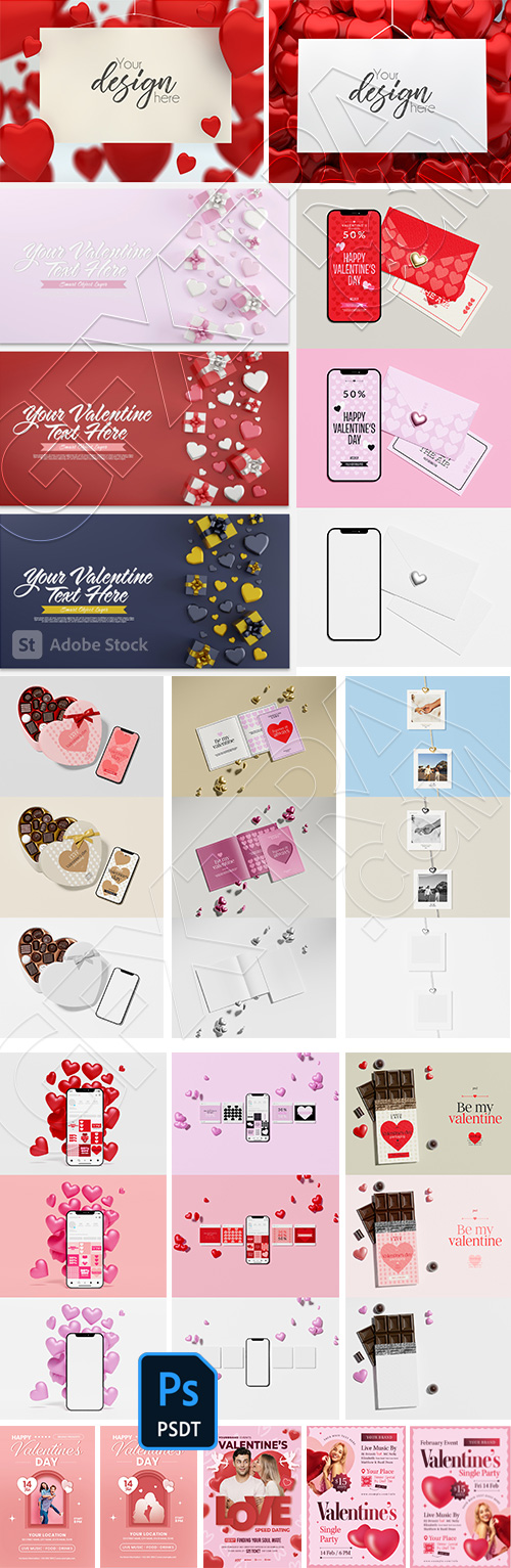 Valentine Day PhotoShop Templates #4, 15xPSDT