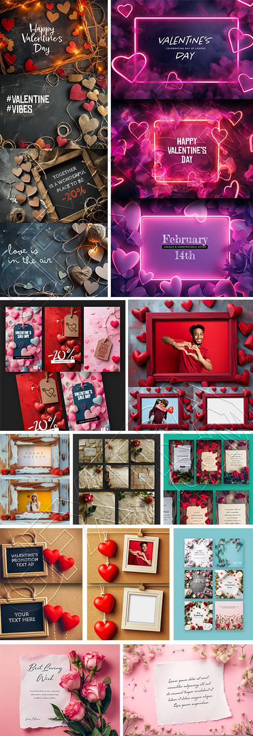 Valentine Day PhotoShop Templates #7, 24xPSDT