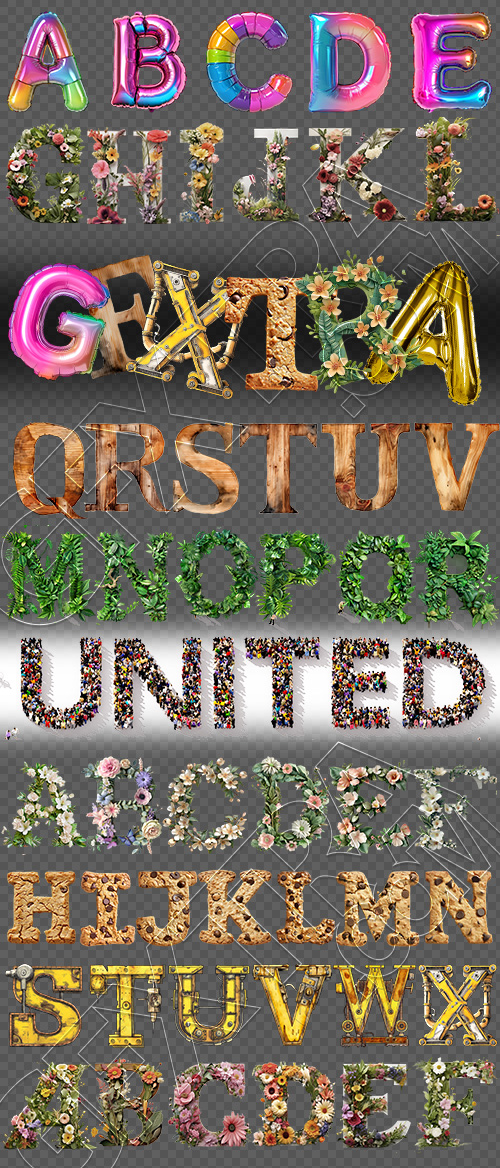 AdobeStock - PNG Alphabets Collection #1, 12xPNG GFXTRA.COM!