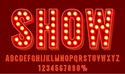 Alphabets from Neon, Light Bulbs and Stage Lights 25xAI