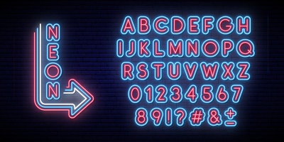 Alphabets from Neon, Light Bulbs and Stage Lights 25xAI