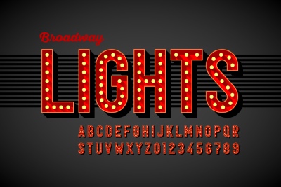 Alphabets from Neon, Light Bulbs and Stage Lights 25xAI
